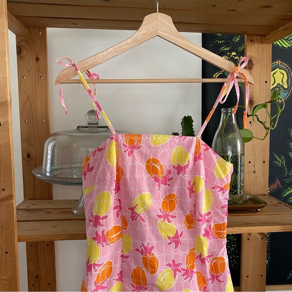 Lilly Pulitzer Vintage Pink Yellow Orange Pineapple Tile Print Mini Dress 0 - Picture 5 of 15